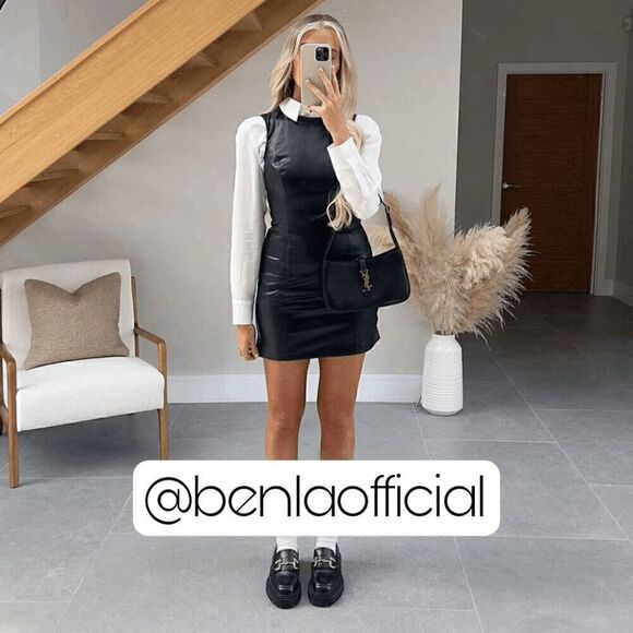 ZARA NWT FAUX LEATHER DRESS ZARA black ⚫️ - Picture 2 of 8